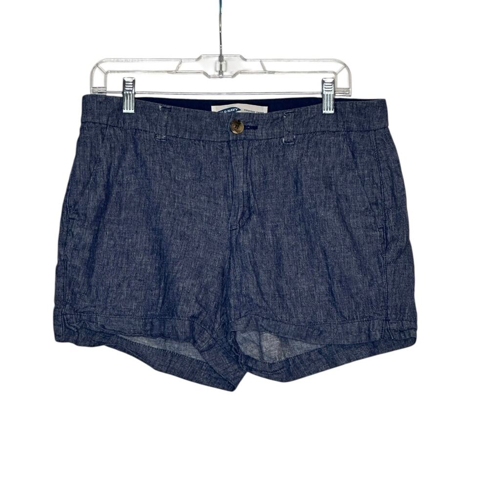 Old Navy blue chambray mid rise shorts size 8